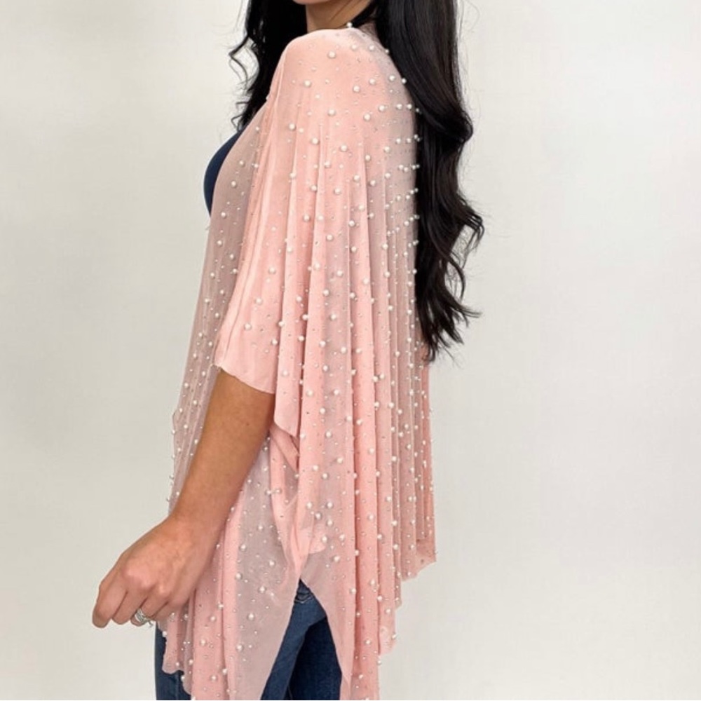 NWT White Birch Mauve Cardigan w/Pearls